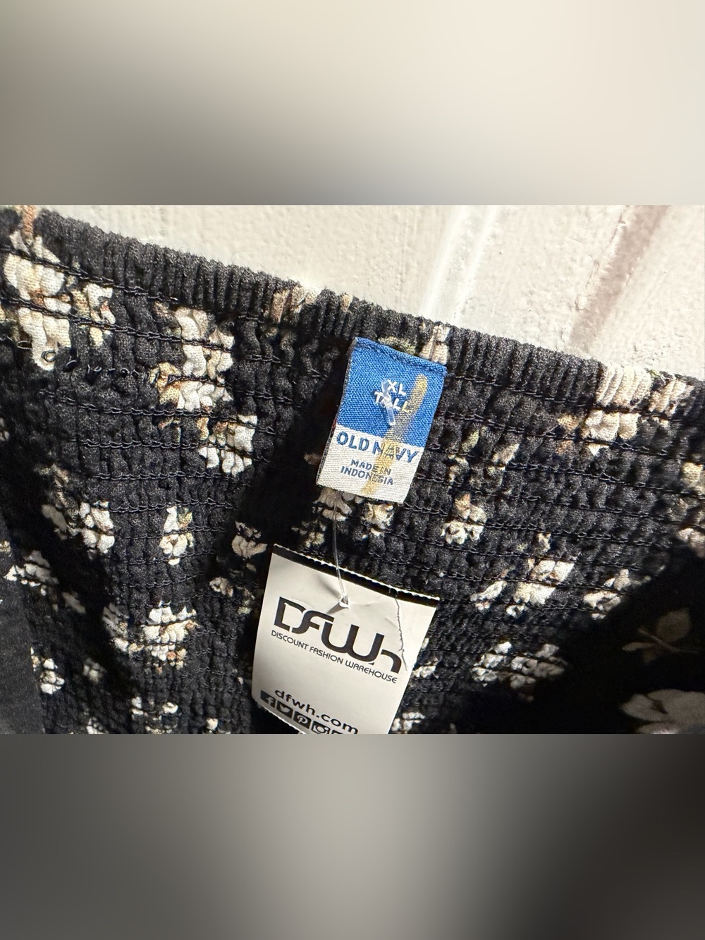 Old Navy Black Dress w/ White Floral Print. Linen blend, XL Tall womens new tags - Picture 5 of 14
